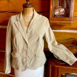 Y2K St John's Bay Blazer Women's Large L Tan Corduroy button up jacket coat EUC
